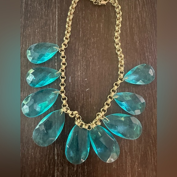 Kate Spade Single Strand Crystal Briolettes Cascade Necklace Teardrops Aqua Blue - Picture 1 of 4